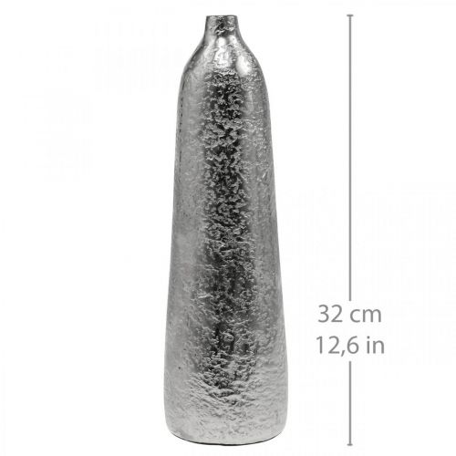 Produkt Wazon dekoracyjny metalowy młotkowany wazon na kwiaty srebrny Ø9,5cm W32cm