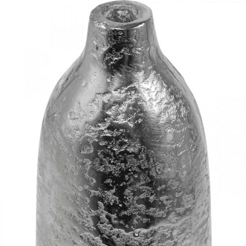 Produkt Wazon dekoracyjny metalowy młotkowany wazon na kwiaty srebrny Ø9,5cm W32cm