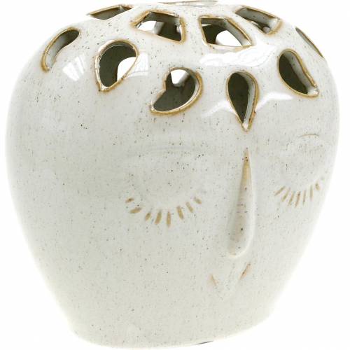 Floristik24 Wazon ceramiczny z kremem do twarzy, beżowy, wys. 13 cm, wygląd ceramiki, 1 szt