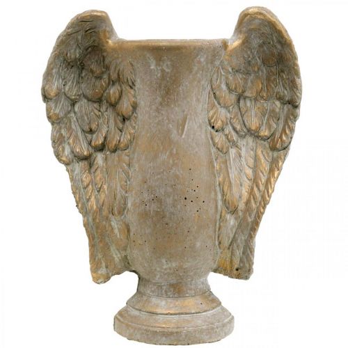 Floristik24 Beton Dekoracyjny Wazon, Amfora z Anielskimi Skrzydłami Złoty Vintage Look W20.5cm H26cm