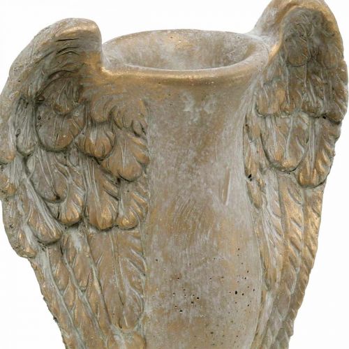 Floristik24 Beton Dekoracyjny Wazon, Amfora z Anielskimi Skrzydłami Złoty Vintage Look W20.5cm H26cm
