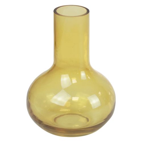 Floristik24 Wazon Żółty szklany wazon Bulwiasty wazon szklany Ø10,5cm W15cm