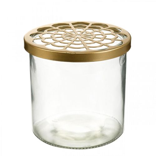 Produkt Wazon szklany z pokrywką wtykową, kratką wtykową, wazon stołowy z wtyczką W10cm Ø10cm