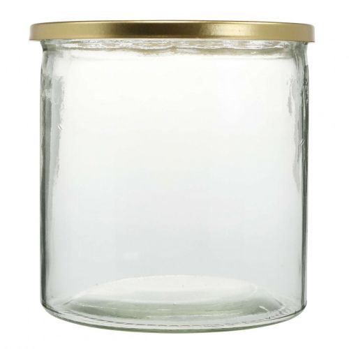 Floristik24 Wazon z metalową pokrywką, wtyczka, szklany wazon z wtyczką, dekoracja stołu W15cm Ø15cm