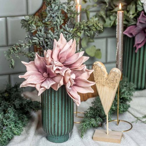 Produkt Wazon Ceramiczny, Dekoracja Stołu, Wazon Dekoracyjny Ryflowany Zielony, Brązowy Ø10,5cm H21,5cm