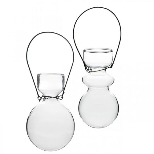 Produkt Mini wazony szklane do zawieszenia wspornika bulwiastego H11/11.5cm zestaw 2