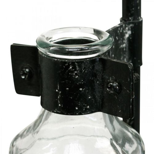 Produkt Ozdobny wazon dekoracyjny butelka szklana z metalową podstawką czarny Ø13cm