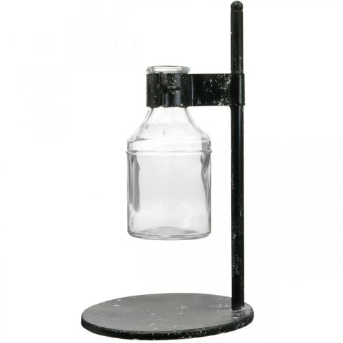 Produkt Ozdobny wazon dekoracyjny butelka szklana z metalową podstawką czarny Ø13cm