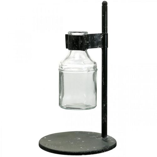 Produkt Ozdobny wazon dekoracyjny butelka szklana z metalową podstawką czarny Ø13cm