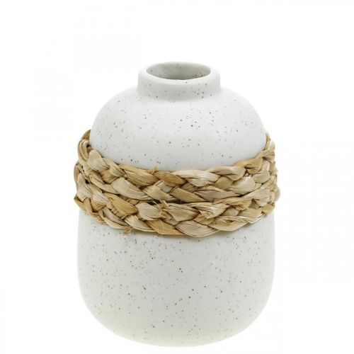 Floristik24 Wazon na kwiaty biały ceramiczny wazon stołowy z trawy morskiej wys. 10,5 cm 2szt