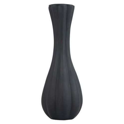 Produkt Wazon z czarnego szkła, wazon z rowkami, szklany wazon na kwiaty Ø6cm W18cm