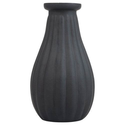 Produkt Wazon z czarnego szkła wazon z rowkami dekoracyjnymi ze szkła Ø8cm W14cm