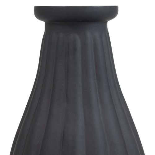 Produkt Wazon z czarnego szkła wazon z rowkami dekoracyjnymi ze szkła Ø8cm W14cm