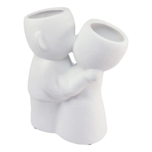 Floristik24 Wazon Biały Całująca Para Podwójny Wazon Ceramiczny W29cm
