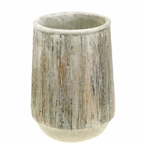 Floristik24 Wazon do doniczki betonowy design drewno Ø15cm