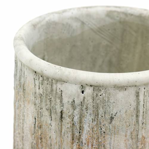 Floristik24 Wazon do doniczki betonowy design drewno Ø15cm