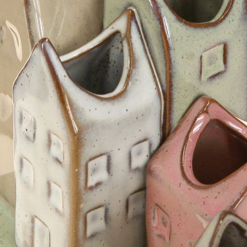 Produkt Zestaw mini wazonów, kolorowe domki do dekoracji stołu, 14 cm