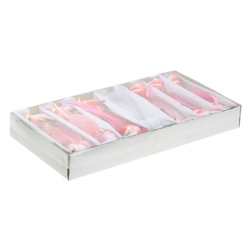 Floristik24 Ptaszek na klipsie różowy, różowy 15cm 12szt