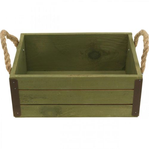 Produkt Vintage kwietnik drewniana donica zielona L24/30cm zestaw 2
