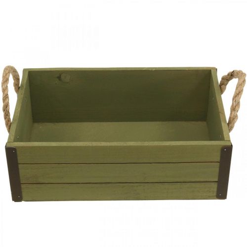 Produkt Vintage kwietnik drewniana donica zielona L24/30cm zestaw 2