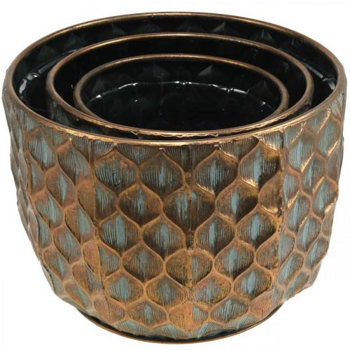 Floristik24 Vintage doniczka cachepot kolor miedzi Ø22/28/35cm zestaw 3