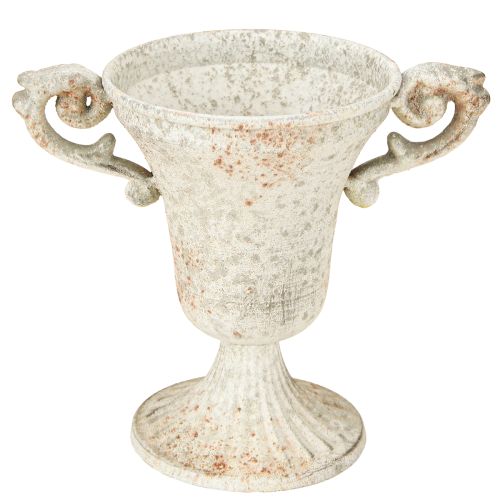 Floristik24 Metalowy kubek dekoracyjny w stylu vintage z uchwytem Shabby Chic H14,5cm