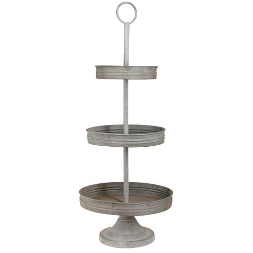 Vintage etagere metal szary 3-poziomowy Ø30,5cm W78cm