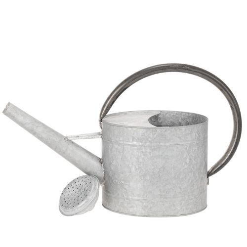 Konewka metalowa w stylu vintage, srebrno-szara, stylowa dekoracja ogrodowa, wazon na kwiaty, dł. 53 cm, wys. 29 cm | Floristik24.pl
