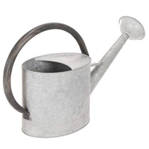 Konewka metalowa w stylu vintage, srebrno-szara, stylowa dekoracja ogrodowa, wazon na kwiaty, dł. 53 cm, wys. 29 cm | Floristik24.pl