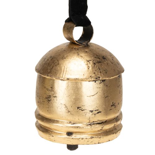 Floristik24 Dzwonek vintage złoty z czarną aksamitną wstążką wys. 15cm