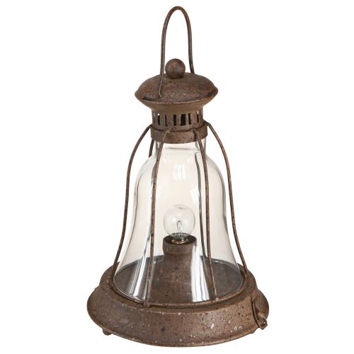 Vintage lampa LED metalowa dekoracyjna rdzawa latarnia z timerem wys. 30cm