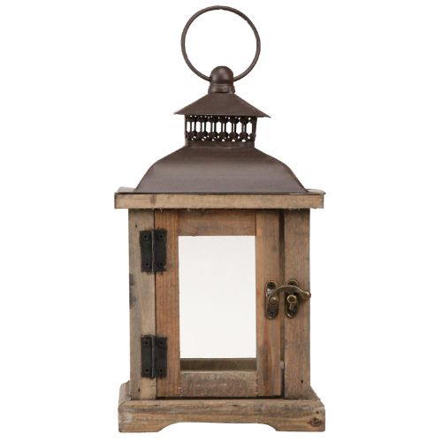 Produkt Latarnia vintage ciemnobrązowa latarnia drewniana 15×15cm W26cm