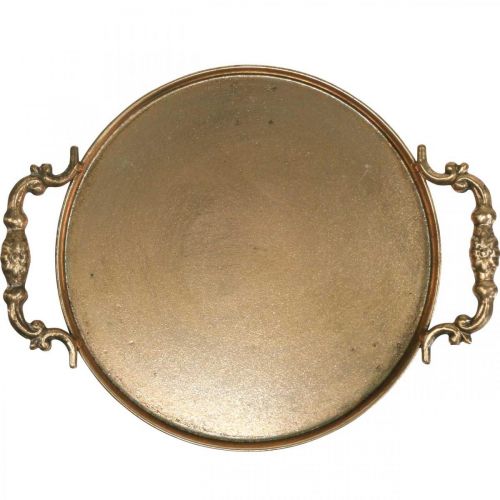 Floristik24 Taca vintage, taca dekoracyjna złota, podstawka na świece W2cm Ø25/21cm zestaw 2 szt