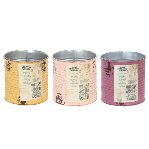 Produkt Doniczka/puszka w stylu vintage z napisem do dekoracji wnętrz, 11 cm, 3 sztuki