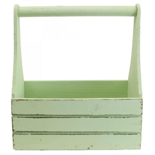 Floristik24 Drewniana doniczka Vintage Flower Box zielona 28×14×31cm