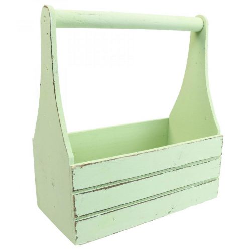 Floristik24 Drewniana doniczka Vintage Flower Box zielona 28×14×31cm