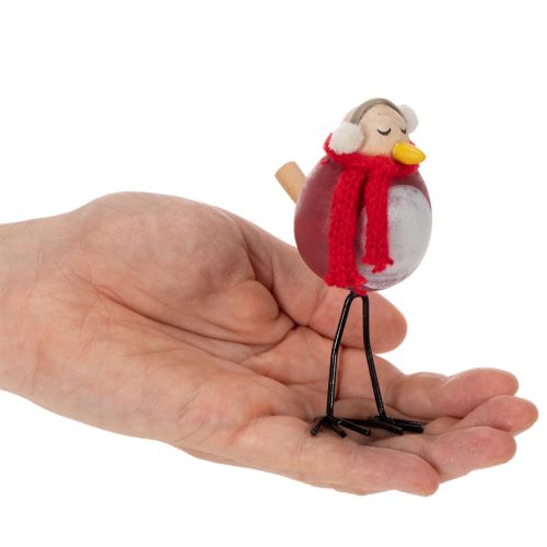 Dekoracyjna figurka ptaka z szalikiem, dekoracja zimowa, 11 cm, 4 sztuki | Floristik24.pl