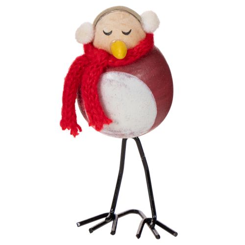 Dekoracyjna figurka ptaka z szalikiem, dekoracja zimowa, 11 cm, 4 sztuki | Floristik24.pl