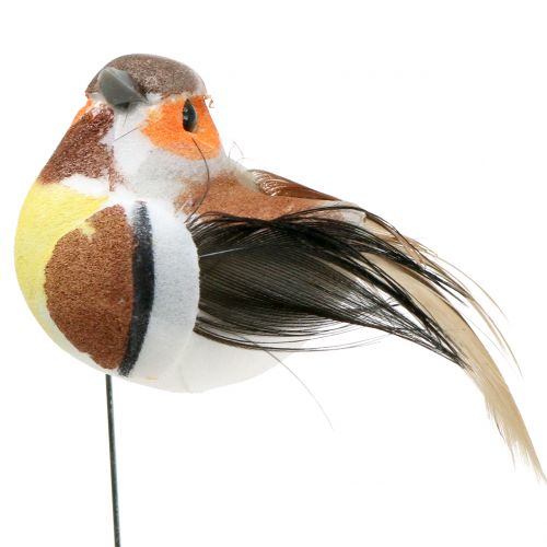 Mini ptaszki na druciku biały/brązowy 5-7cm 16szt.