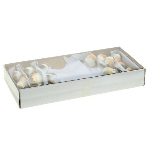 Mini ptaszki na druciku biały/brązowy 5-7cm 16szt.
