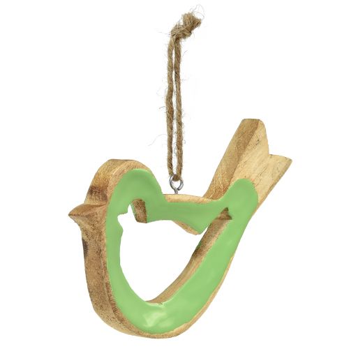 Produkt Dekoracja ptaka drewniany wieszak dekoracyjny zielony naturalny 15,5x1,5x16cm