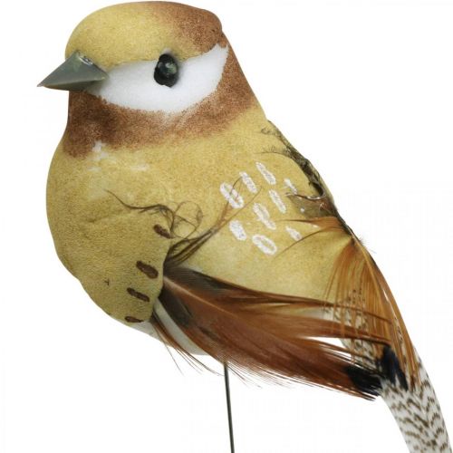Floristik24 Wiosna, ptaszek na drucie, ptaszki dekoracyjne w naturalnych kolorach wys.7,5 cm 12szt
