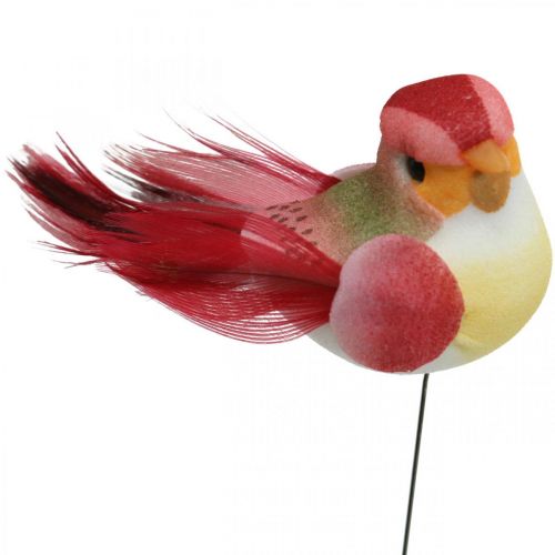 Floristik24 Wiosna, ptak na drucie, kolorowe wtyki kwiatowe wys.2,5cm 24szt
