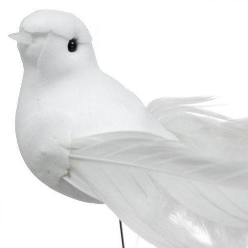 Dekoracja ślubna, gołębie na drucie, gołębie ślubne białe wys.4,5 cm 12szt