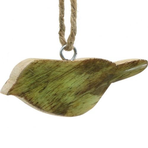Floristik24 Ptaszki do zawieszenia, dekoracja wiosenna, wieszak drewniany naturalny, zielony W4cm 6 szt