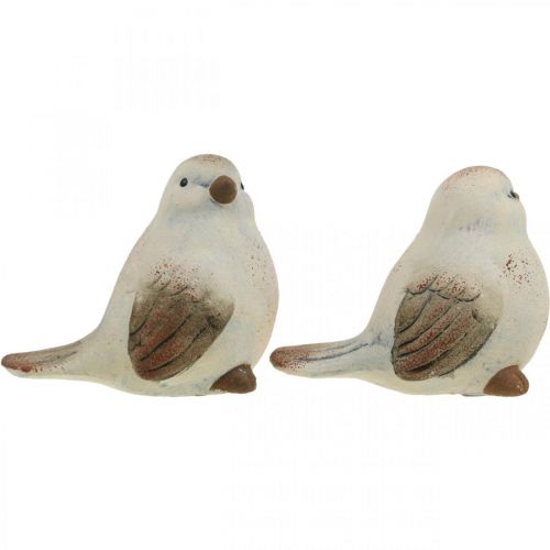 Floristik24 Ptaszki ceramiczne, wiosenne, ptaszki ozdobne białe, brązowe W7/7,5cm 6szt