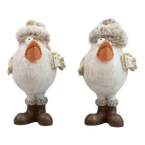 Produkt Figurki świąteczne ptak z kapeluszem beżowy 11,5x8x14cm 2szt