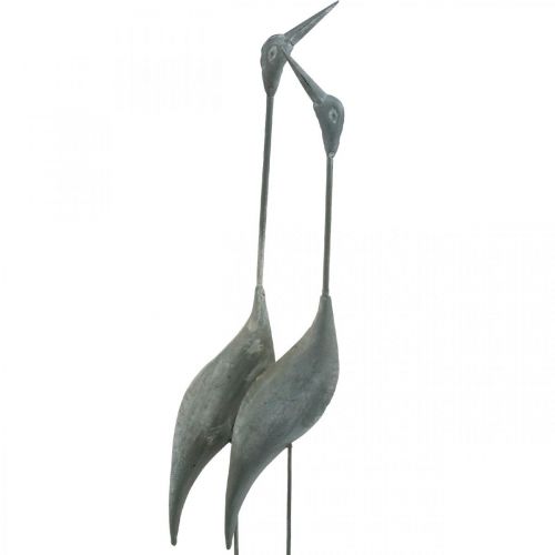 Produkt Para ptaków, dekoracja metalowa, ptactwo wodne Srebrny, sprany biały W74cm