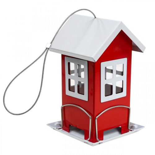 Produkt Karmnik dla ptaków Czerwony i biały metalowy karmnik dla ptaków wys. 19 cm
