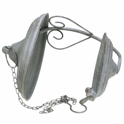 Floristik24 Karmnik wiszący metalowy szary, rdzawy, biały myty Ø21cm H27cm